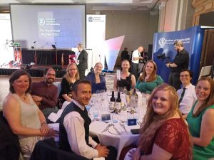 The teams from Surrey Translation Bureau and Clear Voice Interpreting Services enjoying the ITI gala dinner, together with freelancers Amelie, Hayley and Cecile.